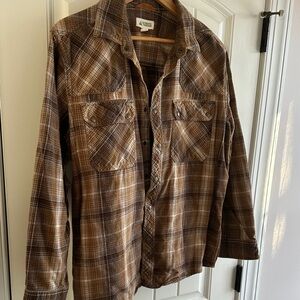 Ultimate Terrain wool blend Brown Plaid Button-Up Shirt